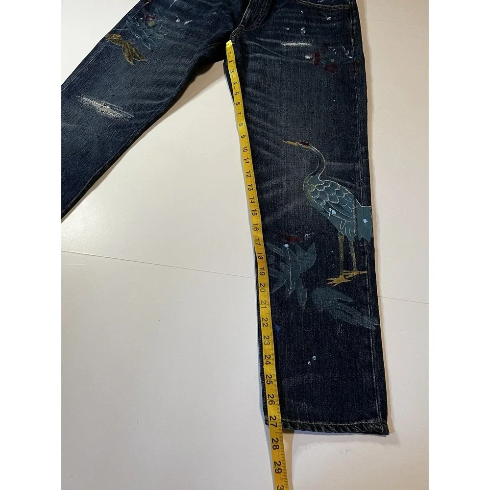 Polo Ralph Lauren Astor Slim Boyfriend Jeans Womens Size 28 Blue Crane Motif NWT - Picture 7 of 11